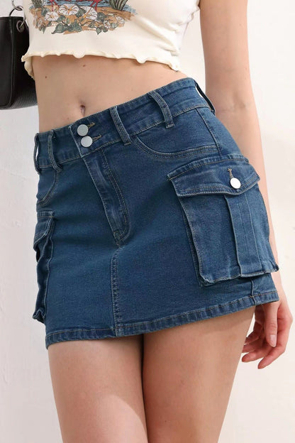 Pantalon cargo en jean pour femme avec de nombreuses poches
