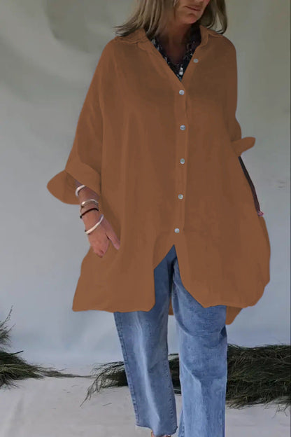 Chemisier femme oversize décontracté à boutons-pression