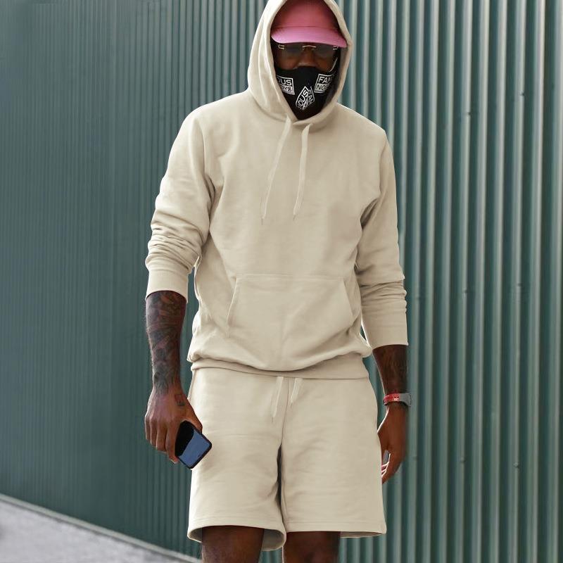 Ensemble de sport pour hommes, sweat à capuche, short, confortable