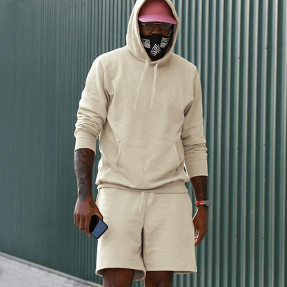 Ensemble de sport pour hommes, sweat à capuche, short, confortable
