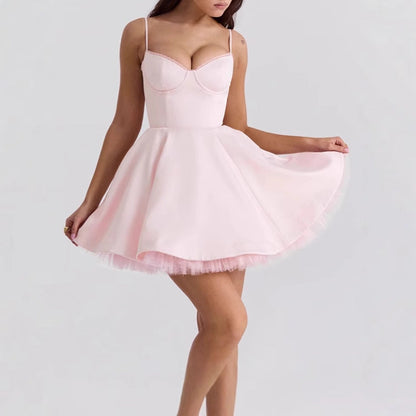 Robe patineuse femme dentelle bretelles élégante cintrée