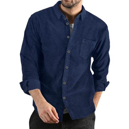 Chemise en velours côtelé pour homme Design élégant avec poche poitrine