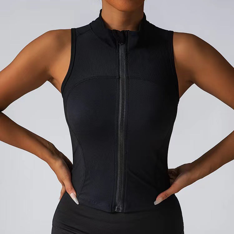 Haut de fitness élégant pour femme avec fermeture éclair