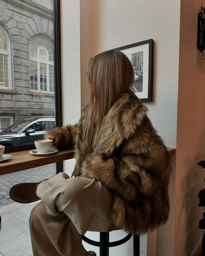 Veste en cuir souple pour femmes, manteau d'hiver en fausse fourrure