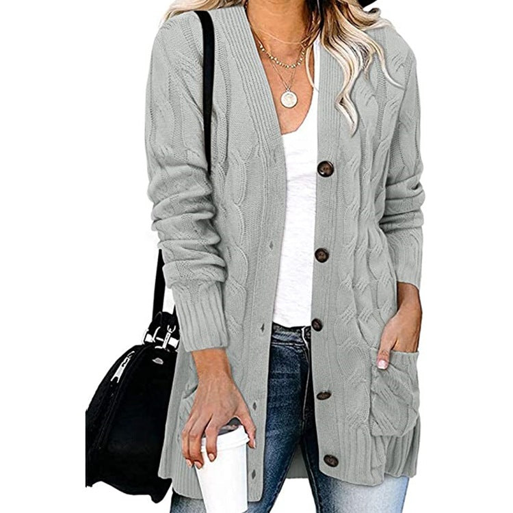 Gilet en tricot tressé avec poches