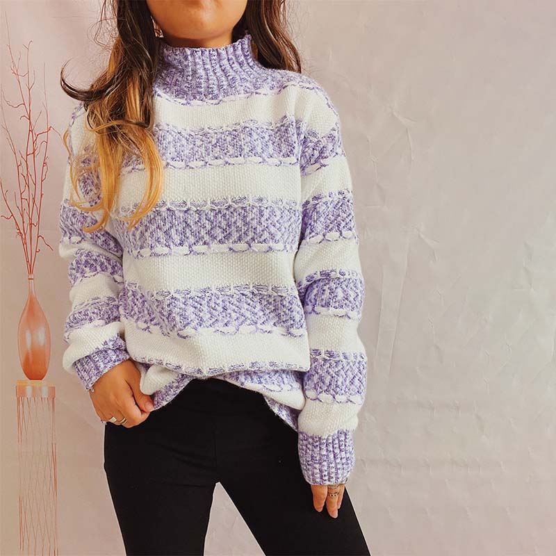 Pull en tricot rayé Femme moderne