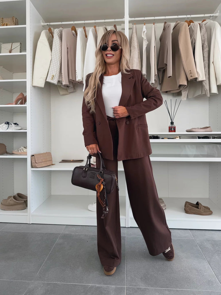 Grand blazer grande taille en mélange de laine à double boutonnage