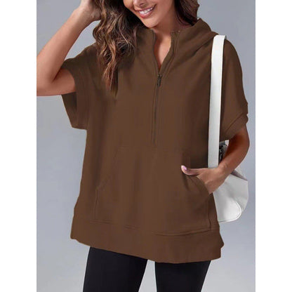Sweat-shirt à capuche décontracté pour femme avec poches et fermeture éclair
