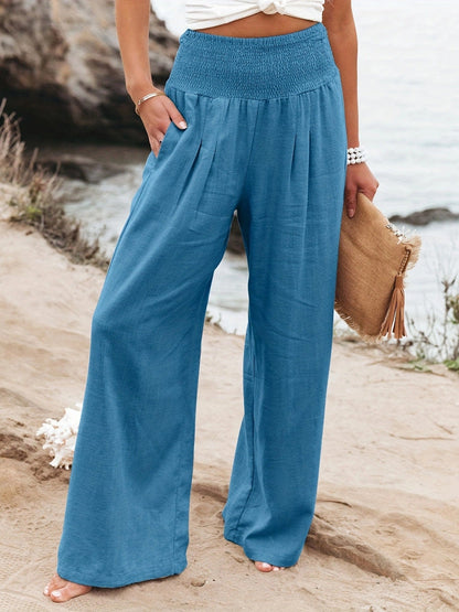 Pantalon ample en lin pour femme effet jupe-culotte