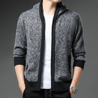 Cardigan Homme Moderne Capuche Noir Blanc