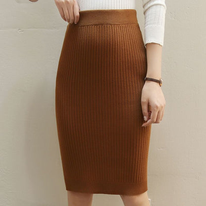 Jupe en maille taille haute mi-longue pour femme