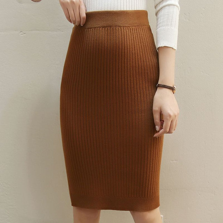 Jupe en maille taille haute mi-longue pour femme