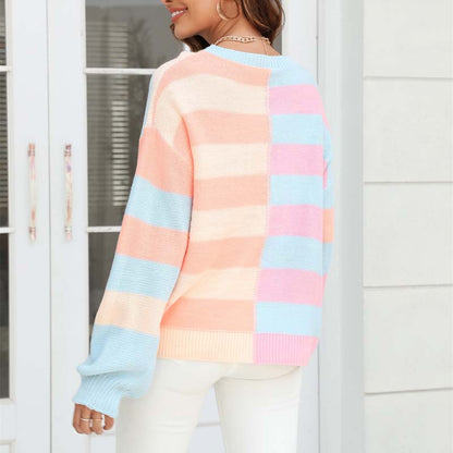 Farbiger Strickpullover Modern Gestreift - IdealeKleiden