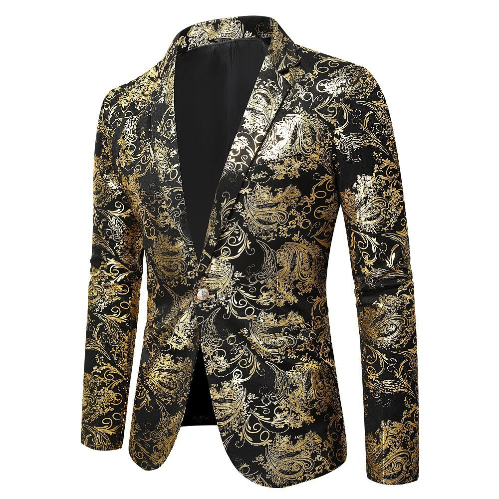 Blazer homme élégant à motifs dorés Slim Fit