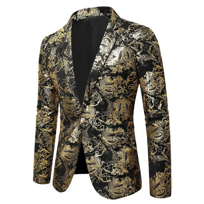 Blazer homme élégant à motifs dorés Slim Fit