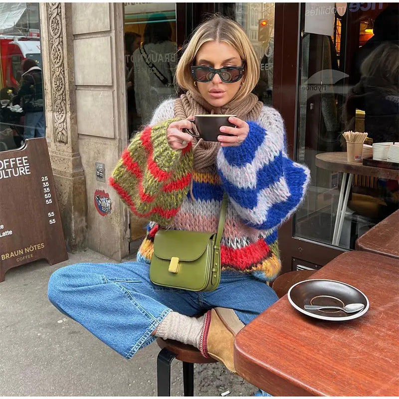 Pull tricoté doux, coloré et tendance pour femme