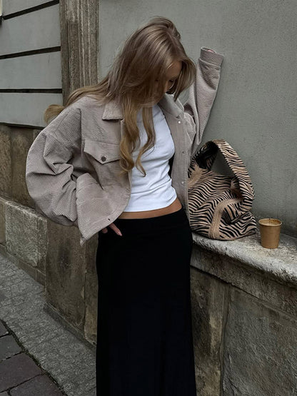 Veste en jean femme oversize élégante à rayures