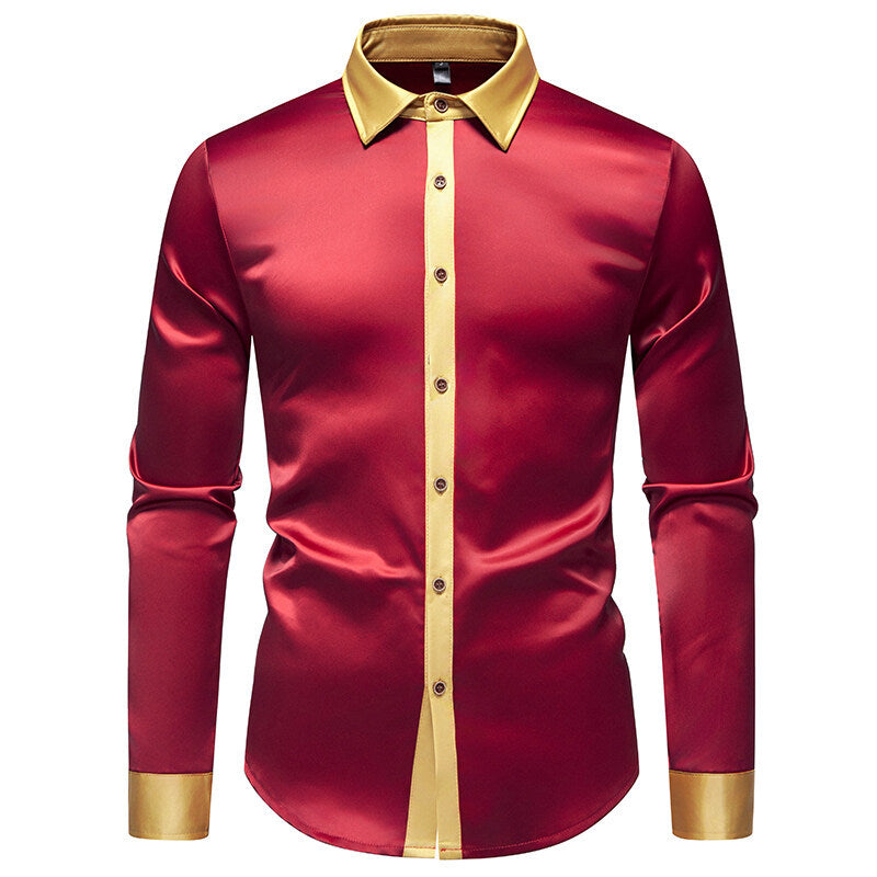 Chemise homme élégante manches longues effet satin