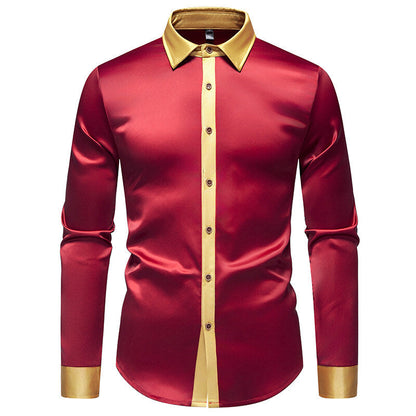 Chemise homme élégante manches longues effet satin