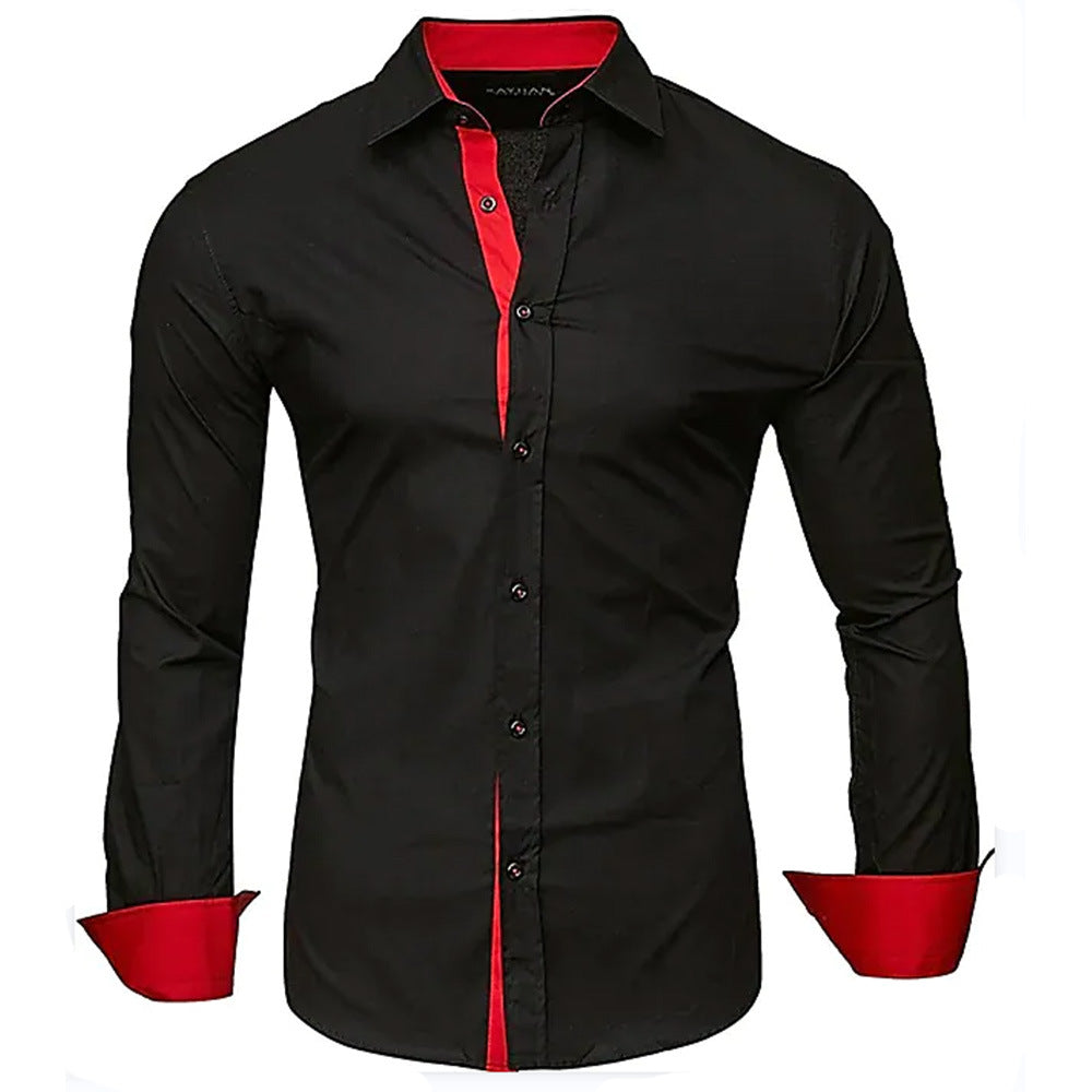 Chemise Habillée Homme Manches Longues Avec Poignets Contrastants