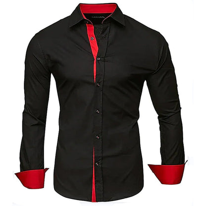 Chemise Habillée Homme Manches Longues Avec Poignets Contrastants