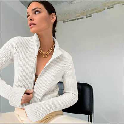 Cardigan pour femmes Col montant Moderne Fermeture rapide