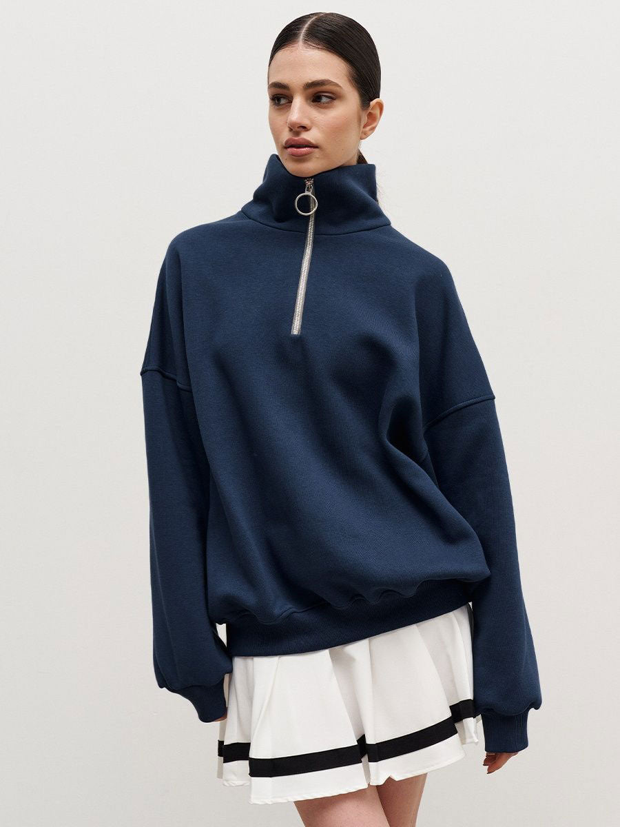 Pull femme moderne col montant zippé