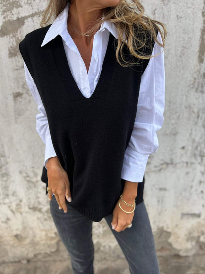 Pull pour femme décontracté col V style casual