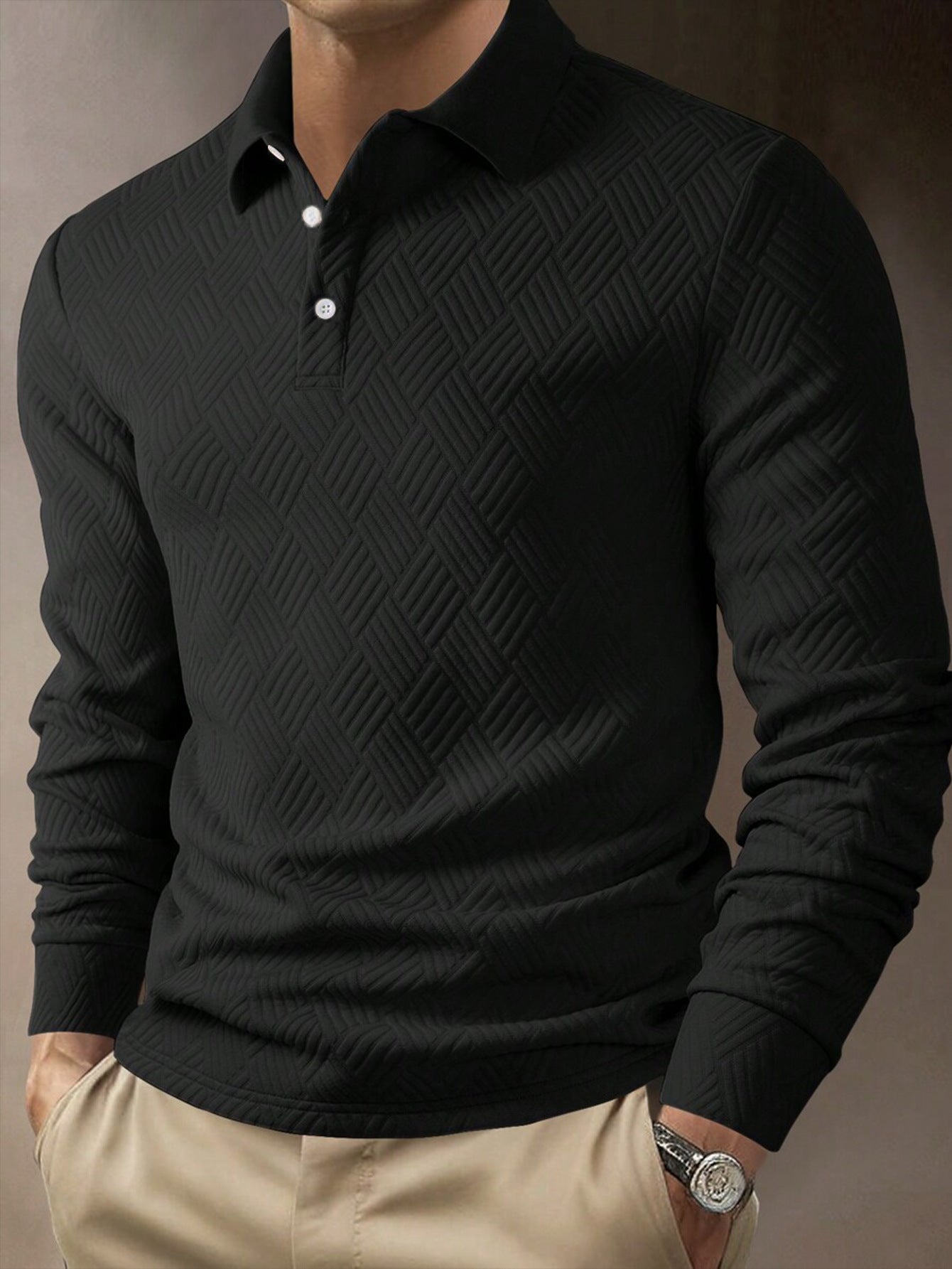 Polo à manches longues pour homme, élégant