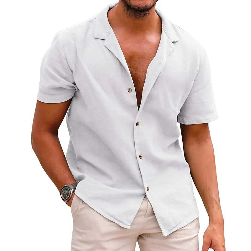 Chemise en lin homme été manches courtes légère