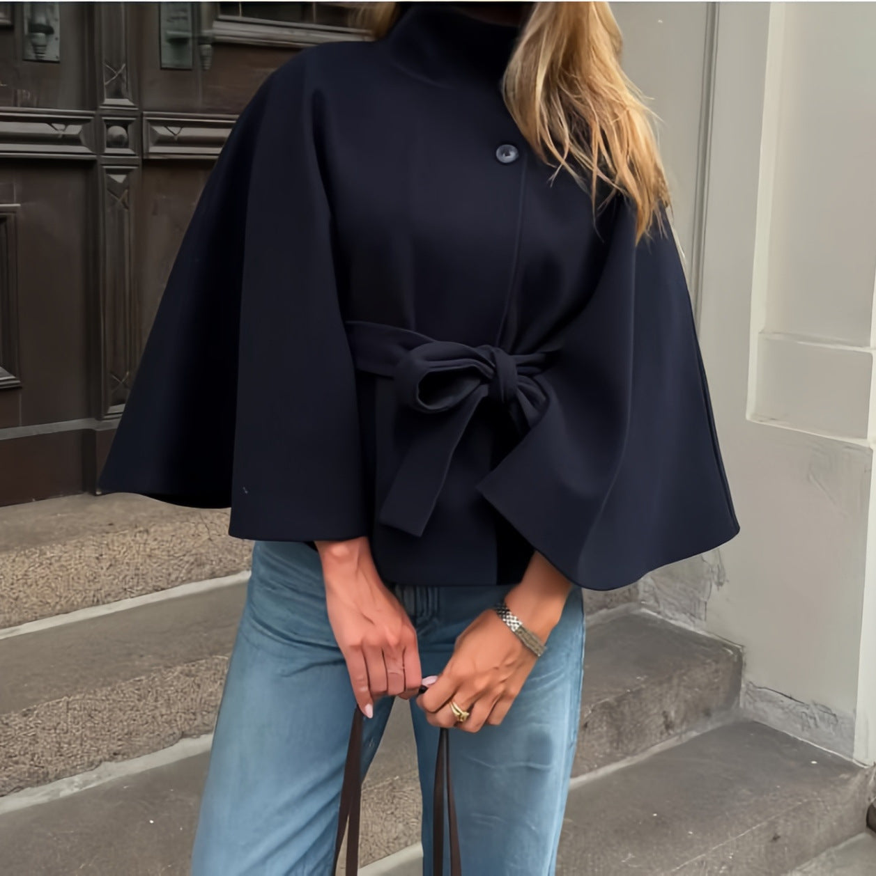 Damen Wickeljacke Elegant Mit Gürtel - IdealeKleiden