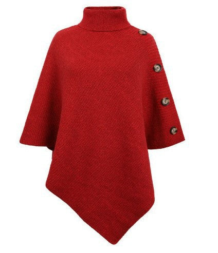 Poncho en tricot moderne pour femme avec boutons