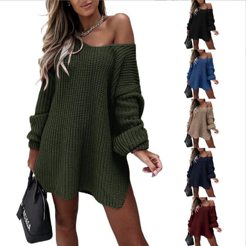 Damen Oversized Strickkleid Großzügig Geschnitten - IdealeKleiden