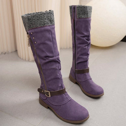 Bottes en cuir élégantes avec fermeture éclair et petit talon