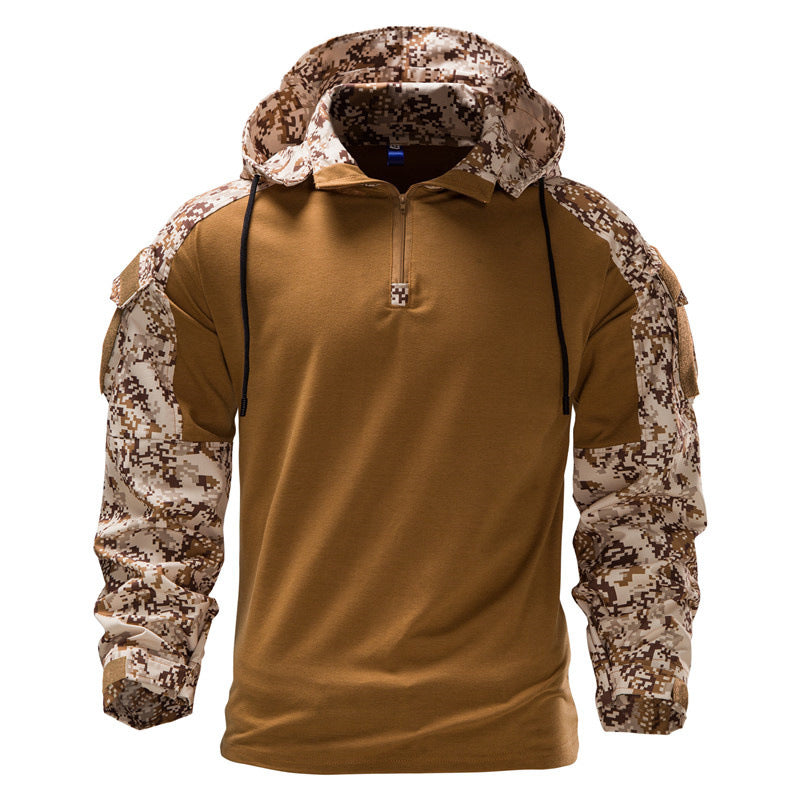 T-shirt tactique à manches longues pour homme camouflage capuche extérieur