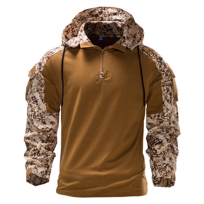 T-shirt tactique à manches longues pour homme camouflage capuche extérieur