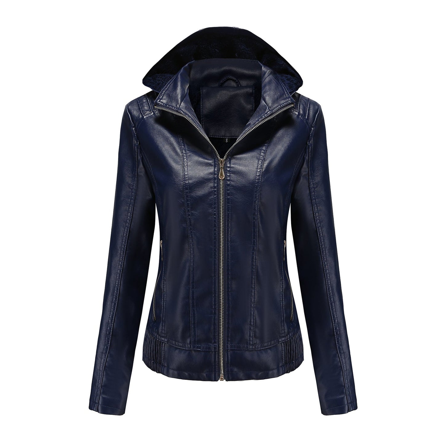 Blouson en cuir élégant pour femme avec col montant