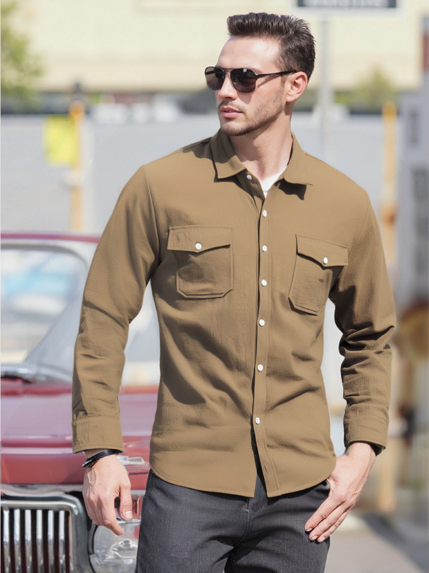 Chemise Homme Manches Longues Coupe Moderne Décontractée
