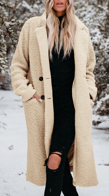 Manteau femme style teddy boutons look élégant