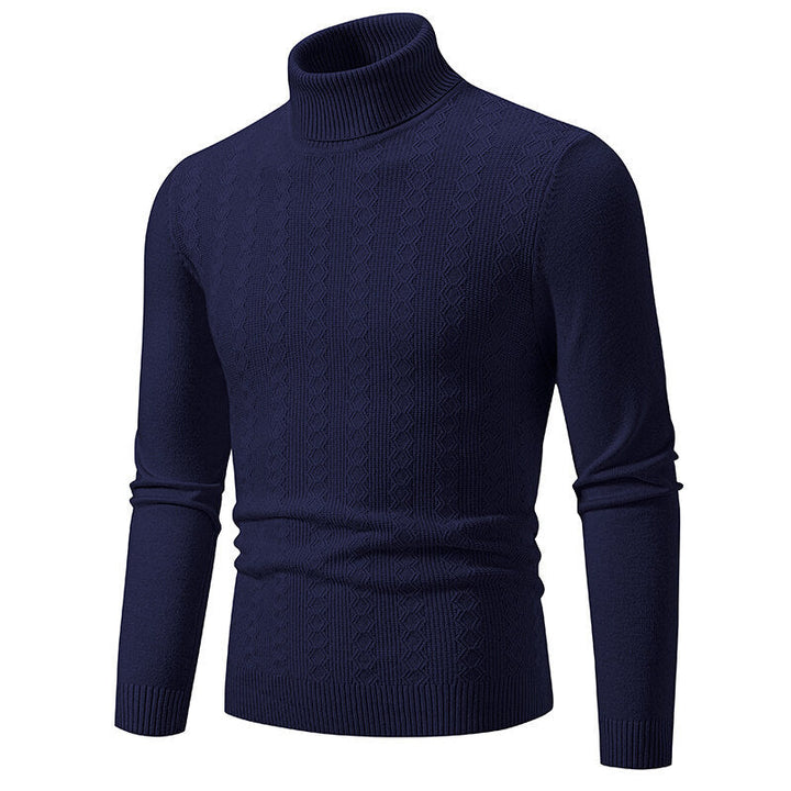 Pull-over homme col roulé tricot torsadé