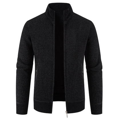 Cardigan Homme Élégant Col Montant Fermeture Éclair Poches