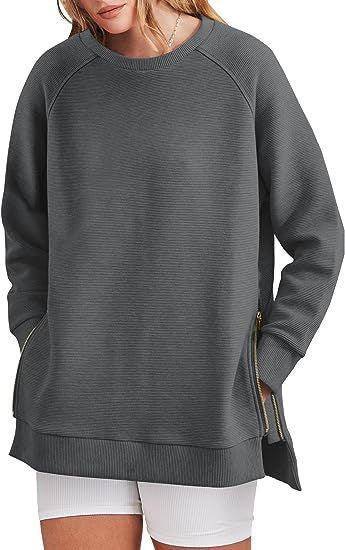Sweat-shirt pour femme confortable avec poches et fermeture éclair