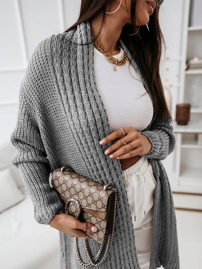 Gilet en tricot à manches longues, aspect laineux, ample et lacé