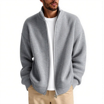 Gilet en tricot col montant zippé pratique pour homme