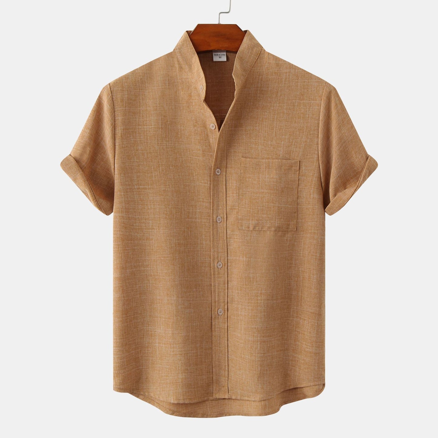 Chemise homme manches courtes col mao moderne