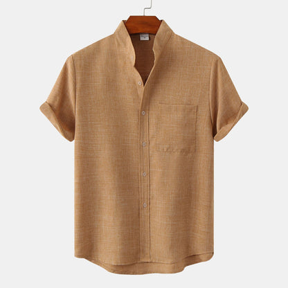 Chemise homme manches courtes col mao moderne