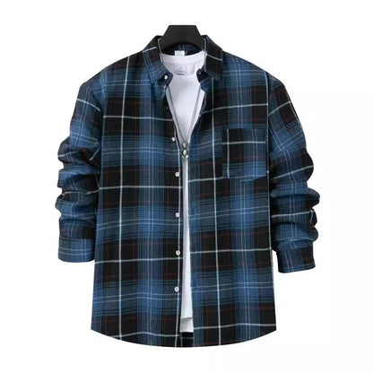 Chemise à carreaux grande taille manches longues avec poche poitrine