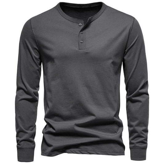 Herren Langarmshirt Modern Knopfverschluss Elegant - IdealeKleiden