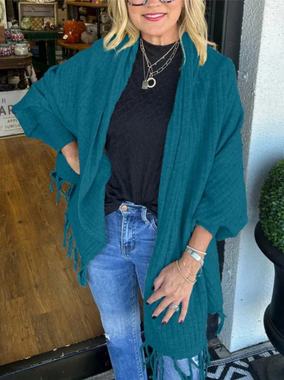 Poncho pour femme élégant avec franges