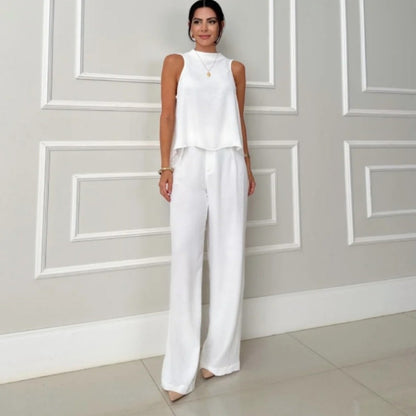 Ensemble Femme Blouse Élégante et Pantalon Taille Haute